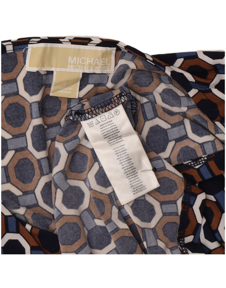 Michael Kors Womens Blouse Top UK 14 Large Multicolore Géométrique