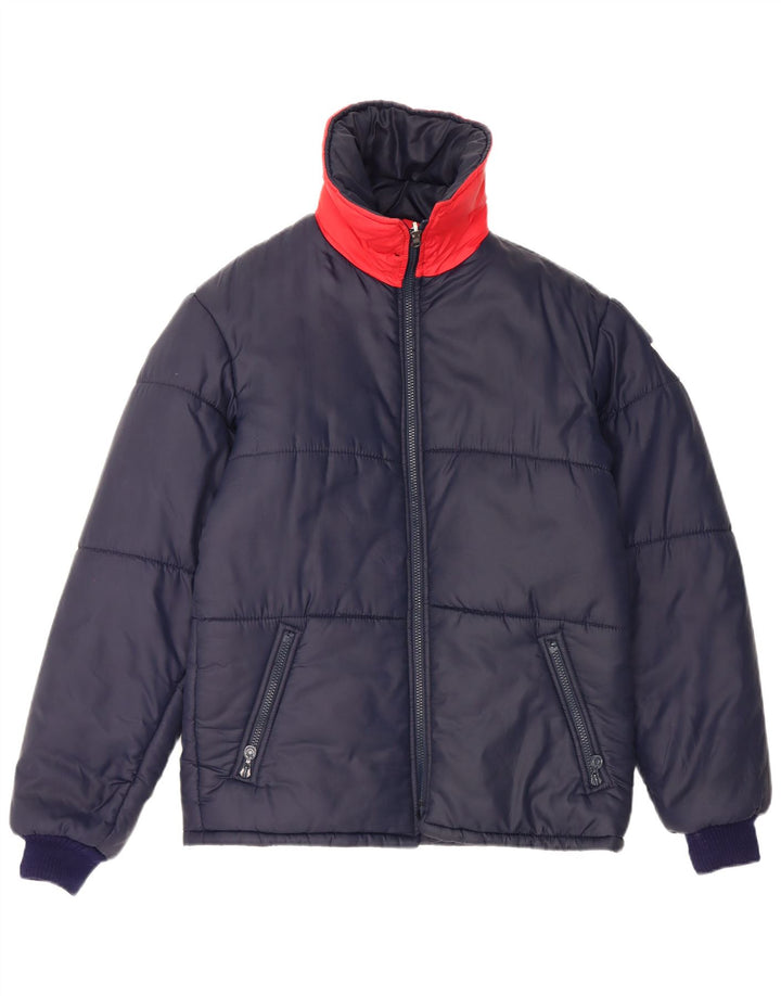 vintage Mens Réversible Veste Rembourrée UK 38 Medium Navy Blue Colourblock