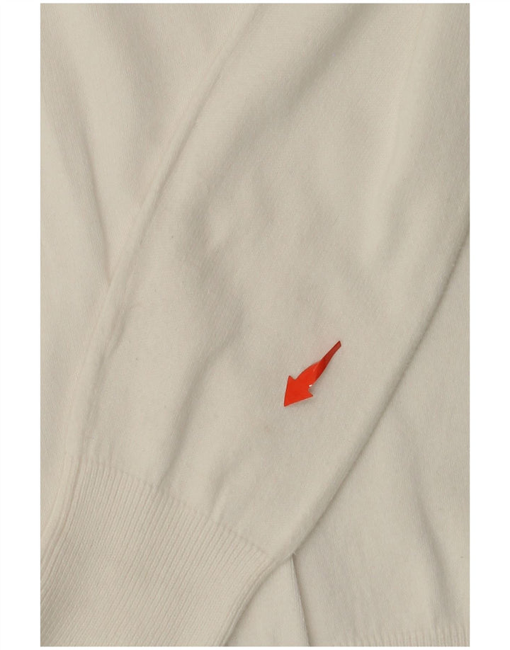 ZARA Pull col en V pour femme UK 14 Large Blanc