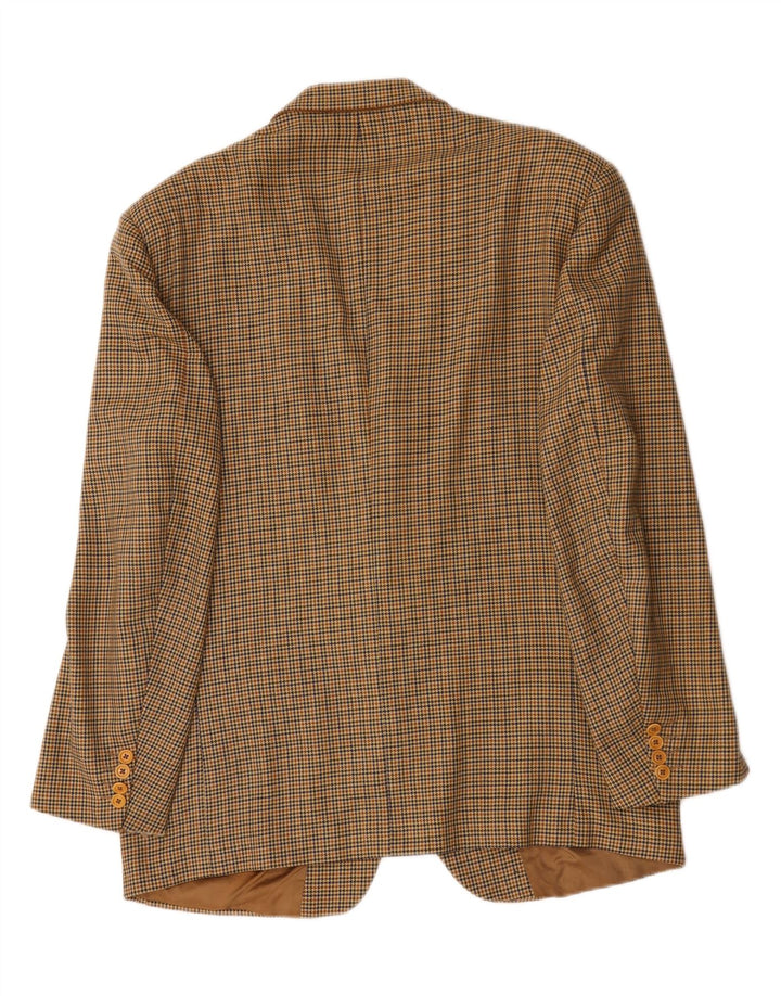 vintage Homme 2 Bouton Blazer Veste IT 54 2XL Marron Pied-de-poule Laine Vierge