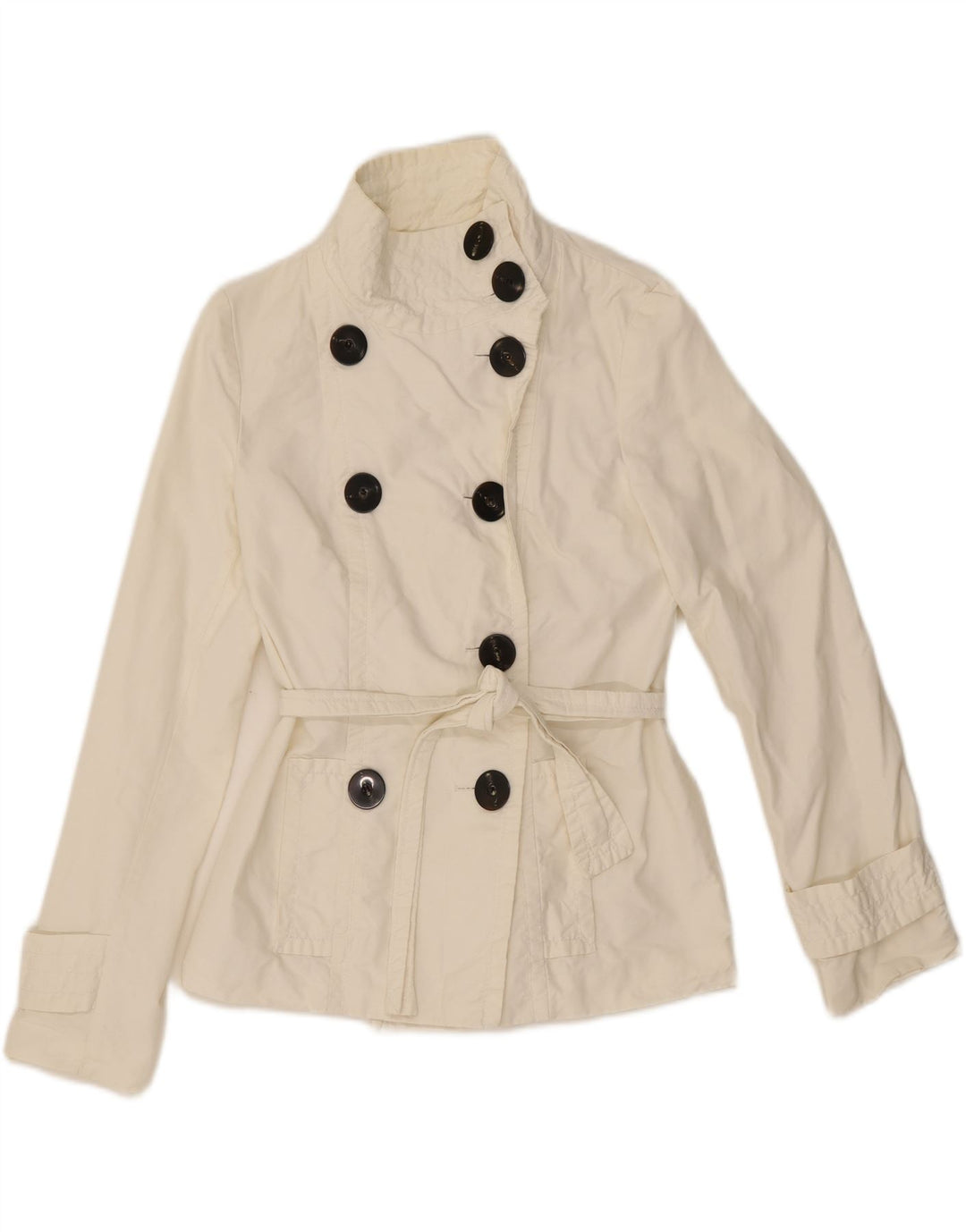 Zara Femme Trench Court UK 10 Petit Coton Blanc