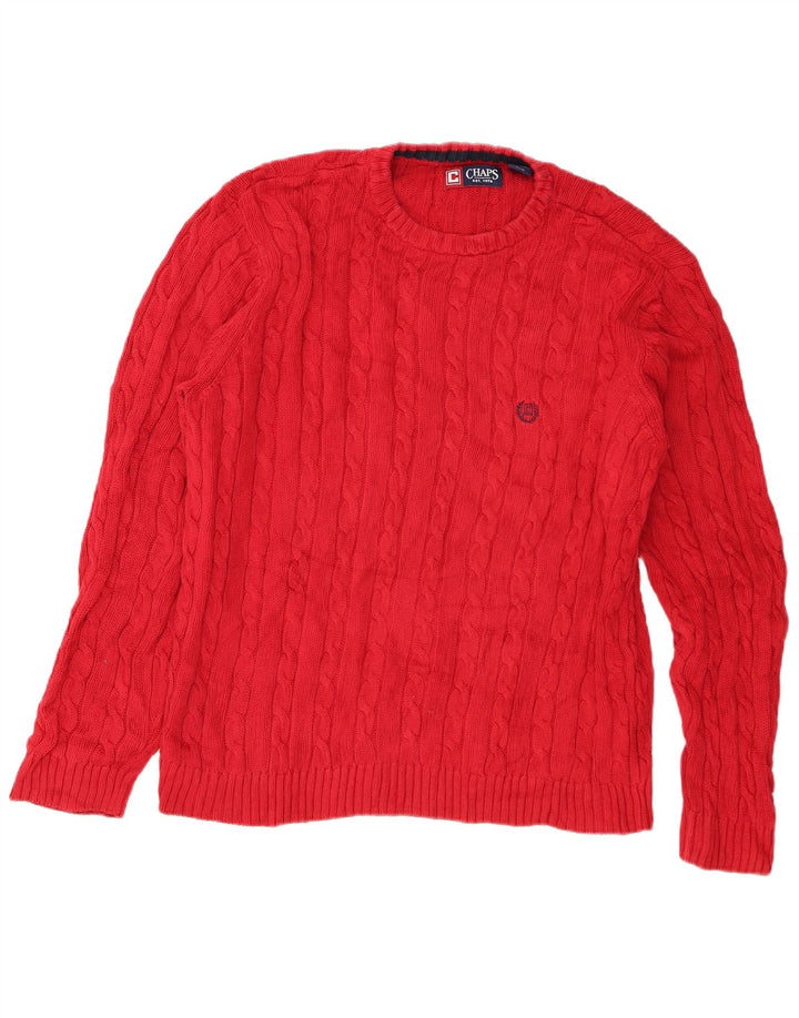 Chaps Pull à col rond pour homme en coton rouge Large