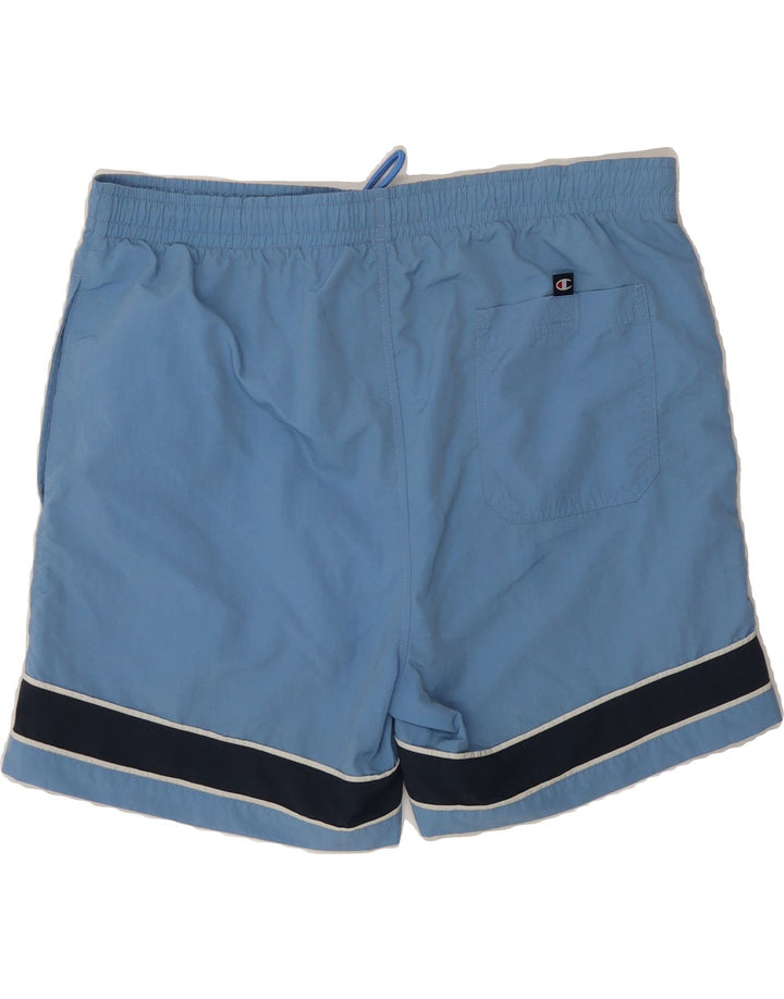 CHAMPION Mens Swimming Shorts Large  Blue Striped Vintage Champion and Second-Hand Champion from Messina Hembry 