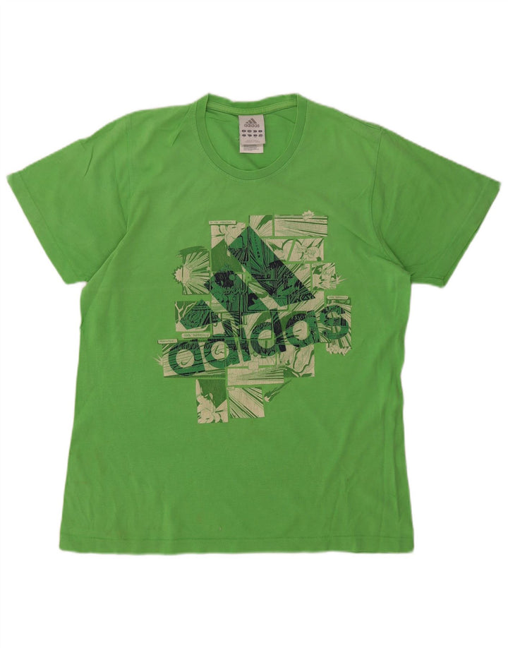 Adidas T-shirt graphique pour homme en coton vert grand