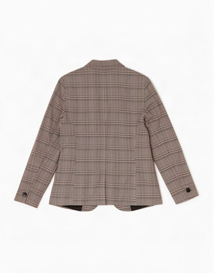 Zara Veste Blazer 1 Bouton Femme EU 40 Gris Moyen Pied-de-Poule Polyester