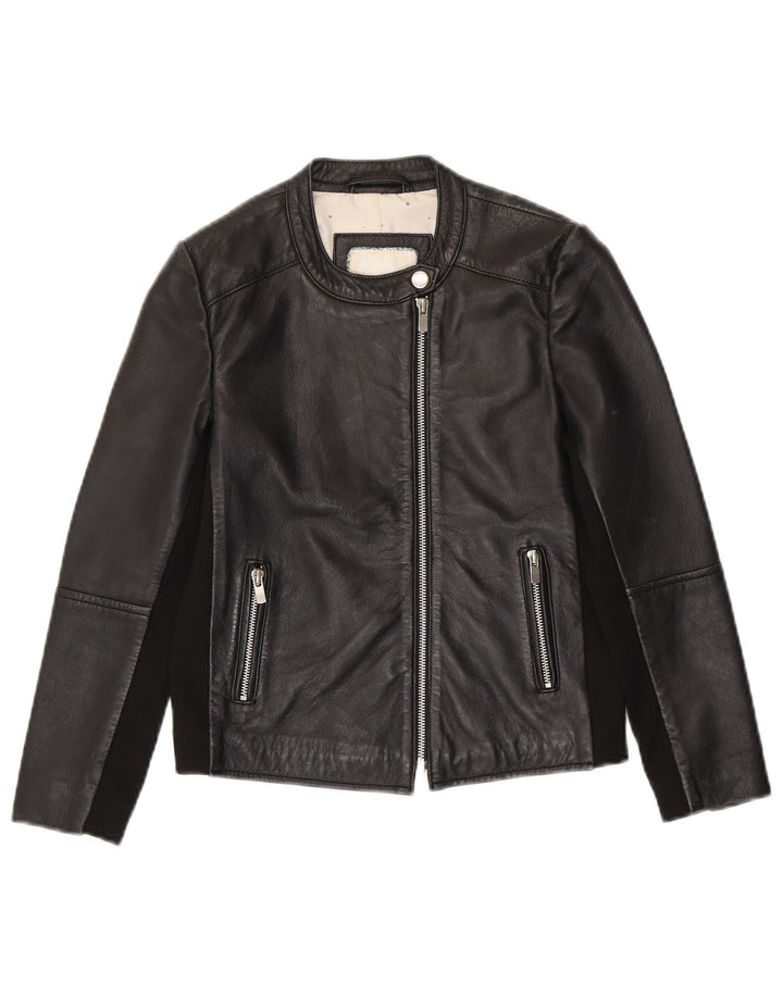 Mango Veste en cuir motard fille 9-10 ans noir