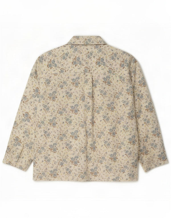 chemise en flanelle femme vintage UK 18 XL Polyester floral blanc