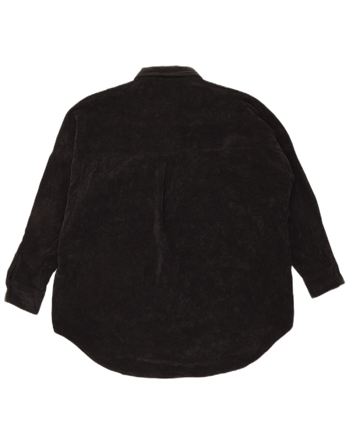Zara Femme Chemise Oversize En Velours Côtelé UK 6 XS Noir Polyester