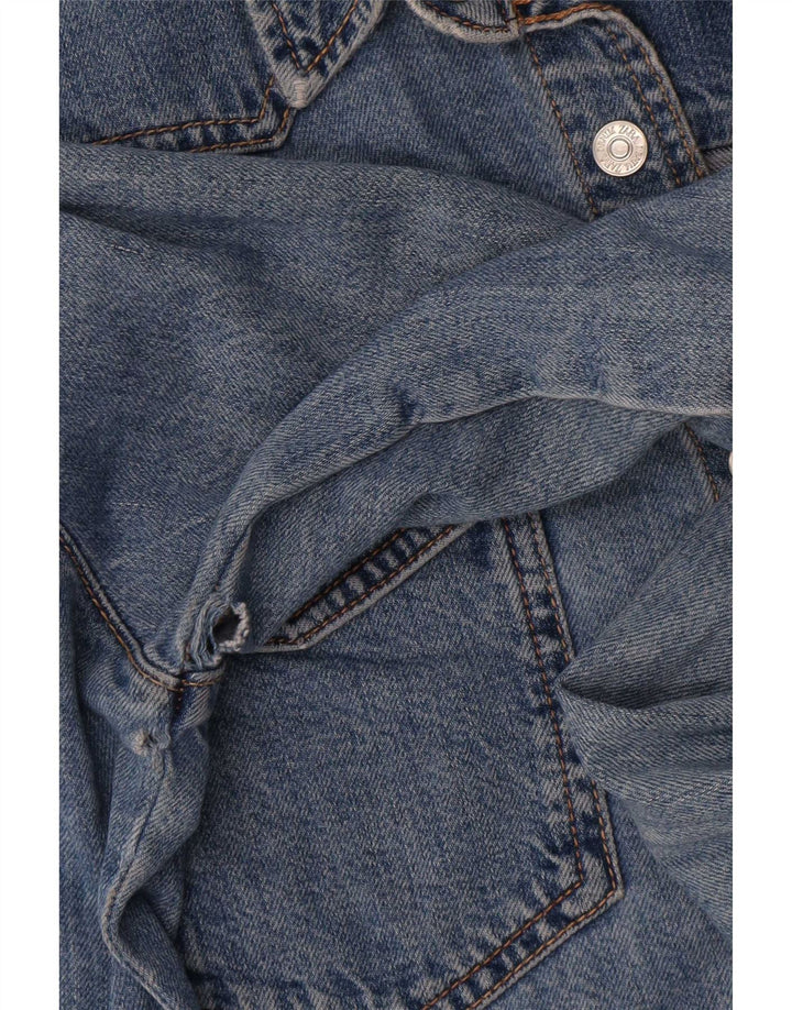 Zara Femme Chemise En Jean UK 14 Bleu Moyen Coton