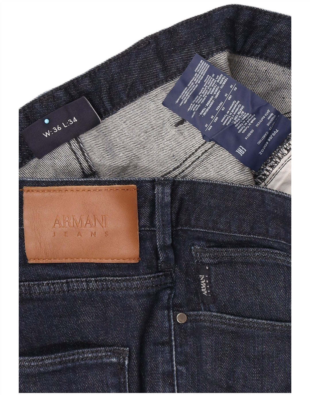 Armani Jeans Slim Homme W36 L34 Bleu Marine Coton