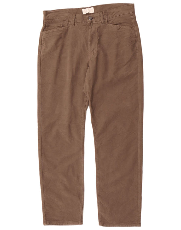Marks & Spencer Pantalon décontracté droit pour homme W34 L31 Gris Coton