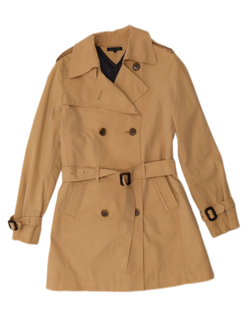 TOMMY HILFIGER Womens Double Breasted Trench Coat UK 10 Small Beige Cotton Vintage Tommy Hilfiger and Second-Hand Tommy Hilfiger from Messina Hembry 