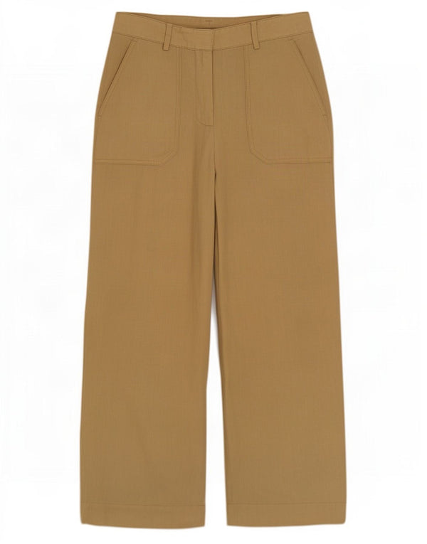 Massimo Dutti Pantalon large taille haute pour femme EU 38 Small W28 L25 Beige
