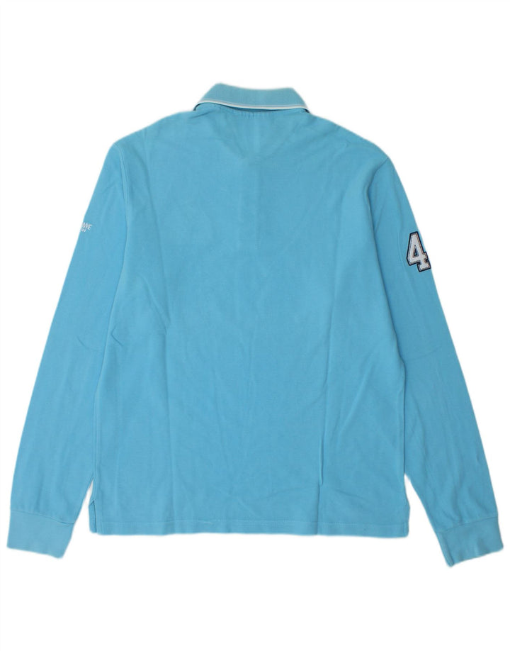 MURPHY & NYE Polo graphique à manches longues pour homme en coton bleu moyen