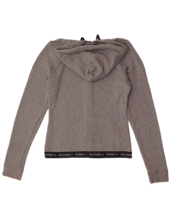 Tommy Hilfiger Pull à capuche zippé pour femme UK 10 Small Gris Colorblock