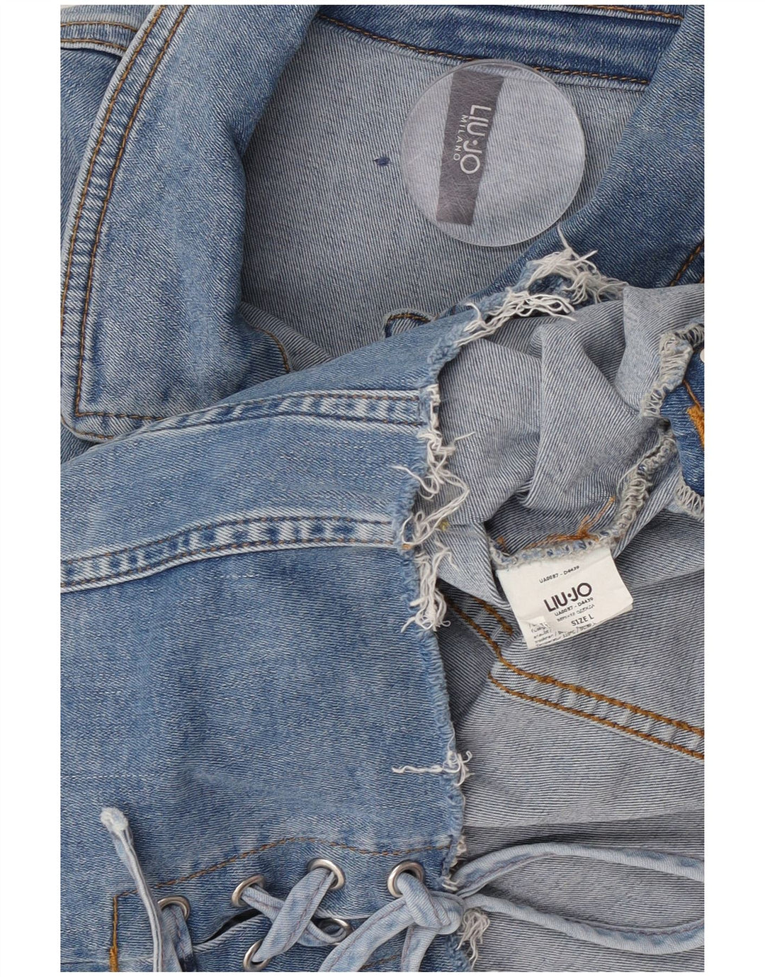 Liu Jo Veste en jean courte pour femme UK 14 Large Bleu
