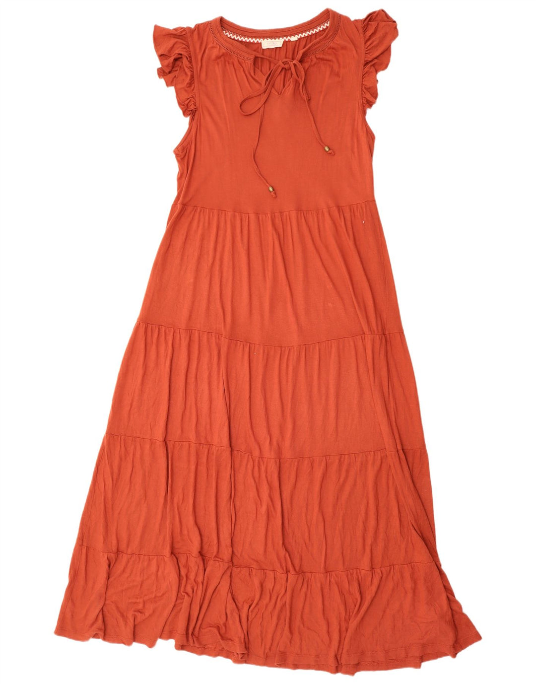 Fat Face Robe longue à volants pour femme UK 44 Grande Viscose Orange