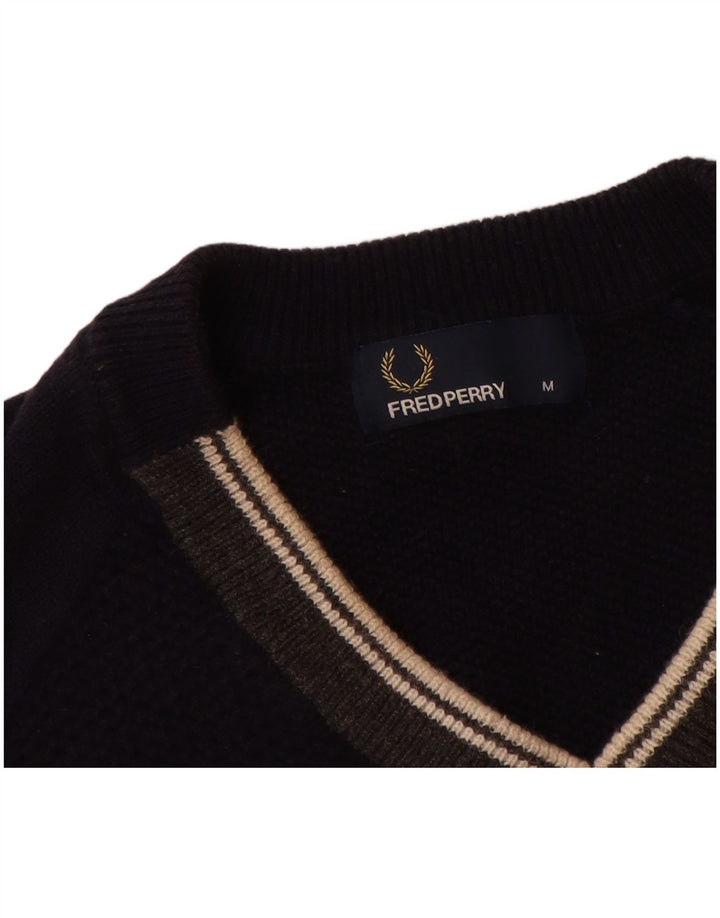 FRED PERRY Pull Col V Homme Bleu Marine Moyen Laine