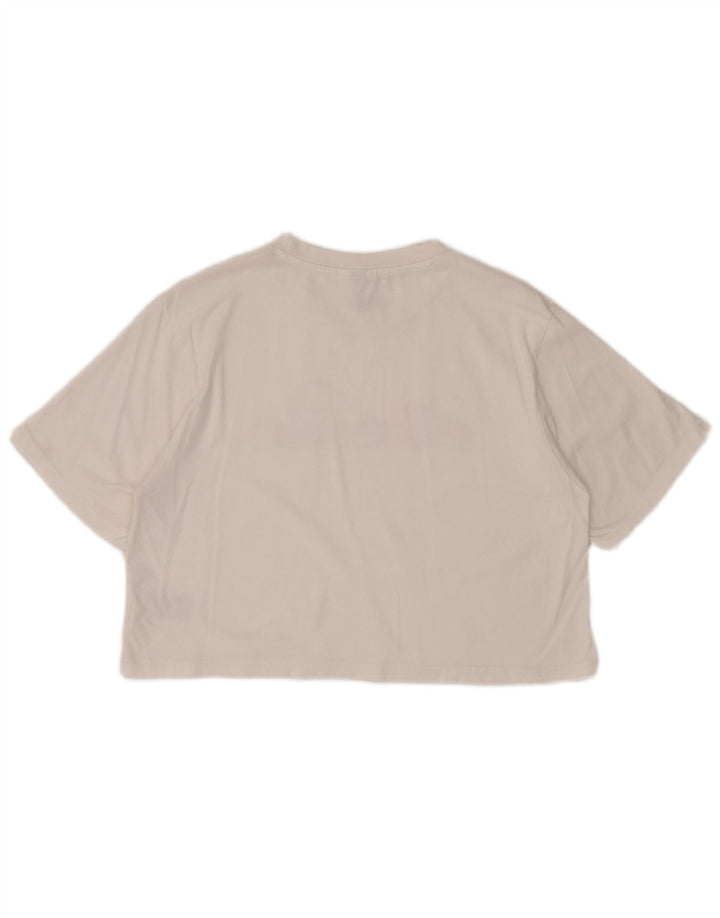 ELLESSE T-shirt court graphique pour femme UK 12 en coton blanc moyen