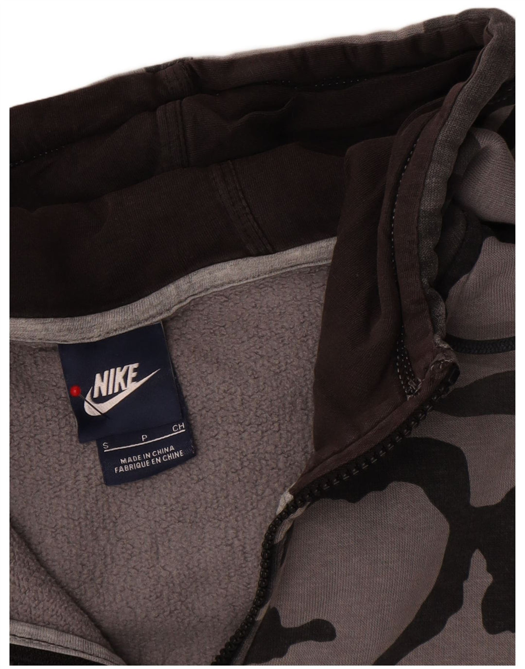 Nike Sweat à capuche zippé pour homme Petit gris camouflage en coton