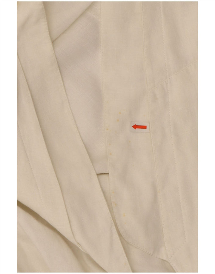 Claude Montana Veste blazer courte pour femme UK 12 Lin blanc moyen