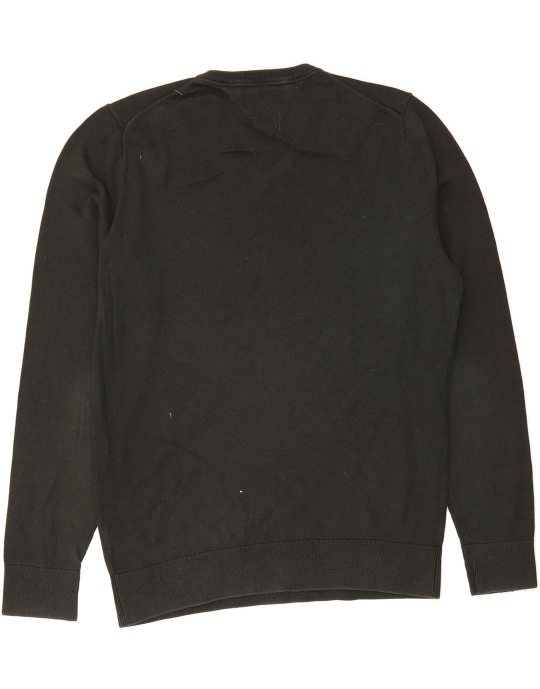 TOMMY HILFIGER Mens V-Neck Jumper Sweater Medium Black Cotton Vintage Tommy Hilfiger and Second-Hand Tommy Hilfiger from Messina Hembry 