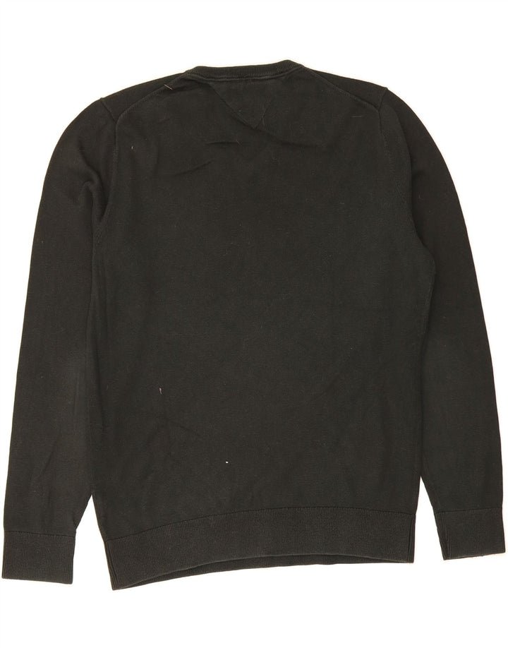 TOMMY HILFIGER Mens V-Neck Jumper Sweater Medium Black Cotton Vintage Tommy Hilfiger and Second-Hand Tommy Hilfiger from Messina Hembry 