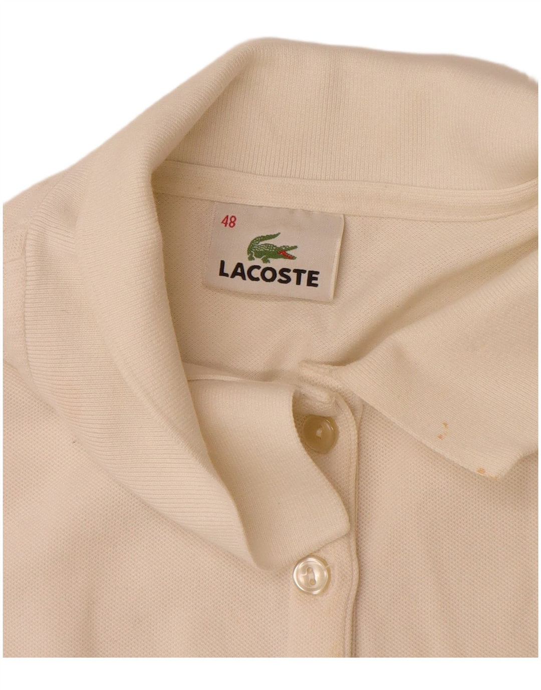 Lacoste Polo Femme Taille 48 XL Coton Blanc Cassé