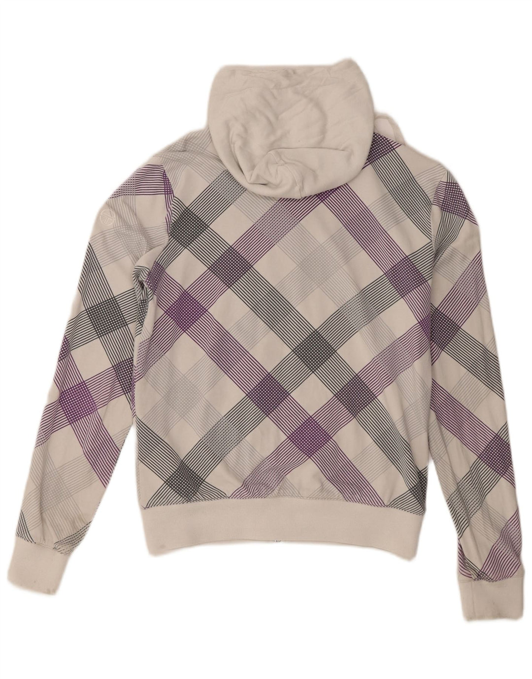 Sergio Tacchini Pull à capuche pour femme UK 8 Petit carreaux blancs