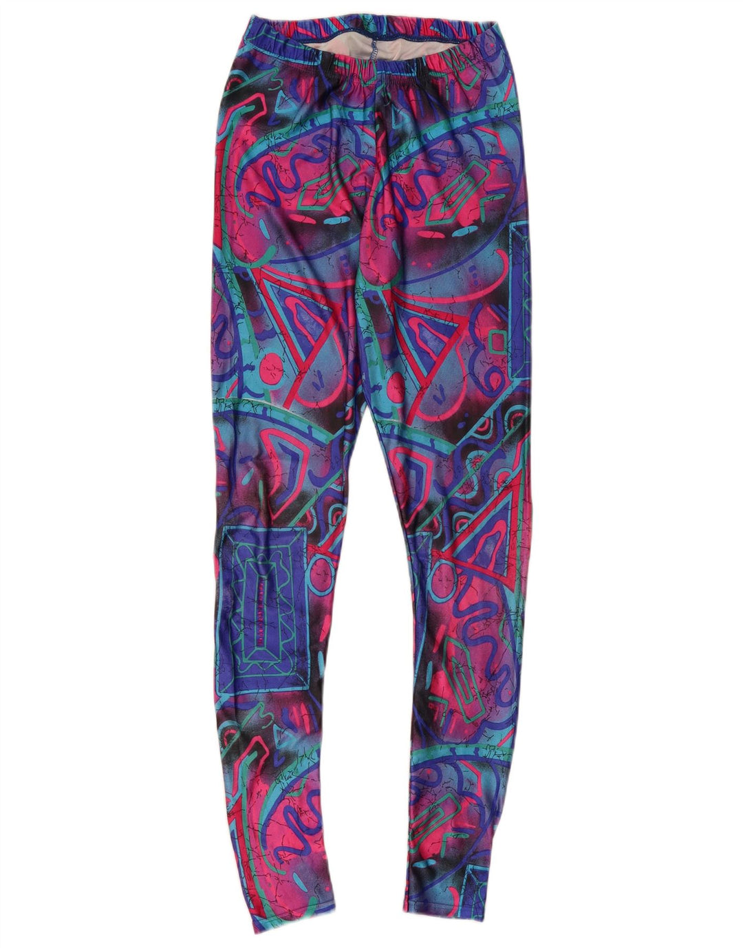 VINTAGE Leggings Femme UK 6 XS Géométrique Multicolore