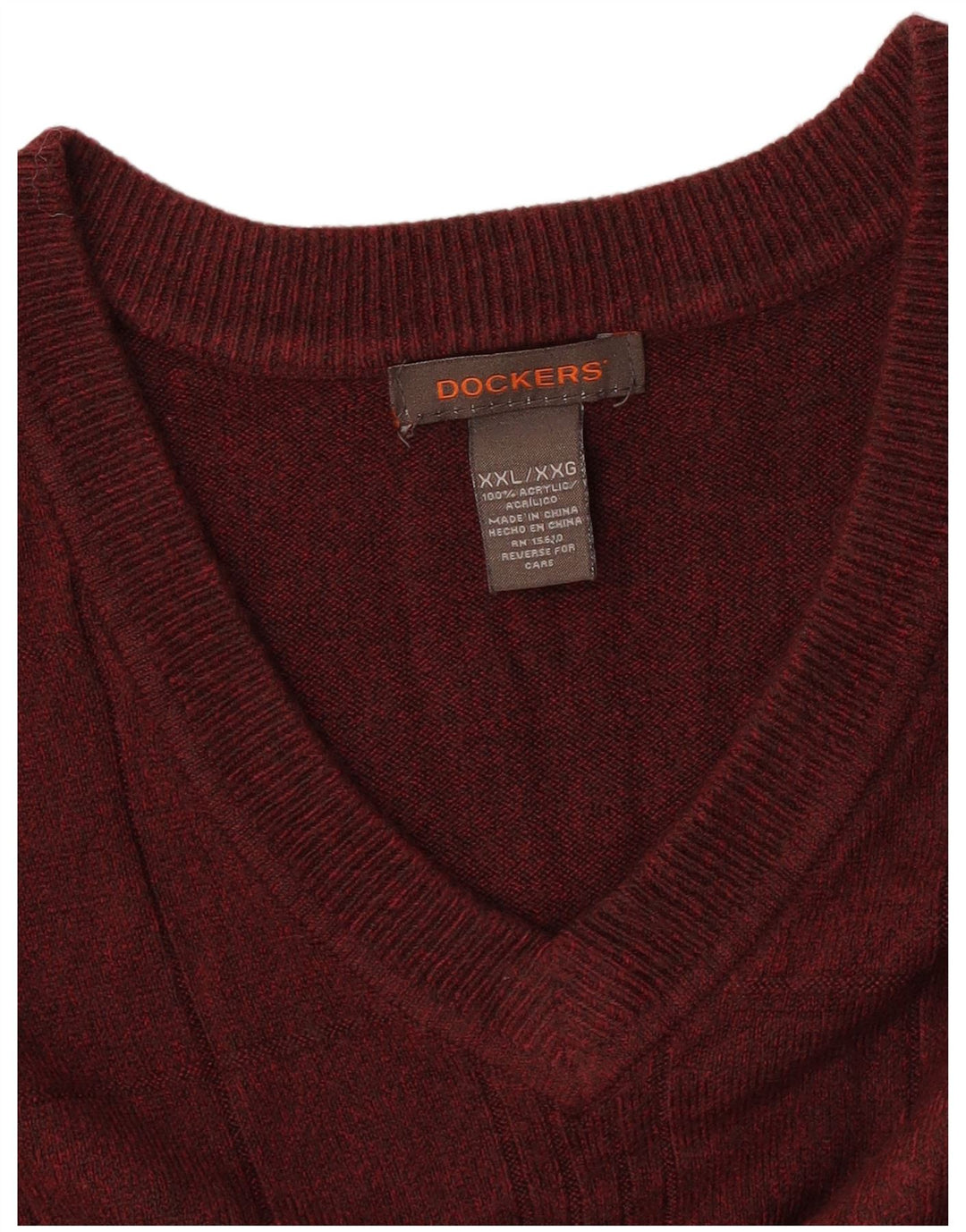 DOCKERS Débardeur Homme 2XL Bordeaux Check Acrylique