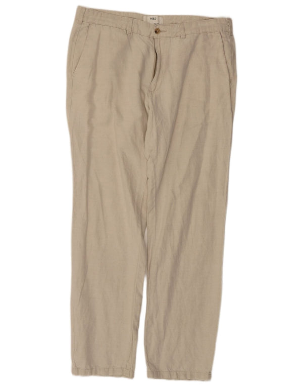 Marks & Spencer Pantalon Chino Droit Homme W36 L30 Blanc Cassé Coton