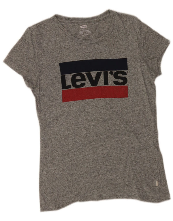 Levi's T-Shirt Graphique Femme UK 6 XS Gris Moucheté Coton