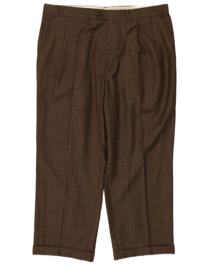 RALPH LAUREN Pantalon de costume pour homme W38 L27 en laine pied-de-poule marron