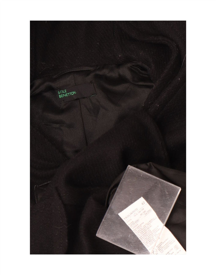 Benetton Duffle Coat À Capuche Femme IT 42 Laine Noir Moyen
