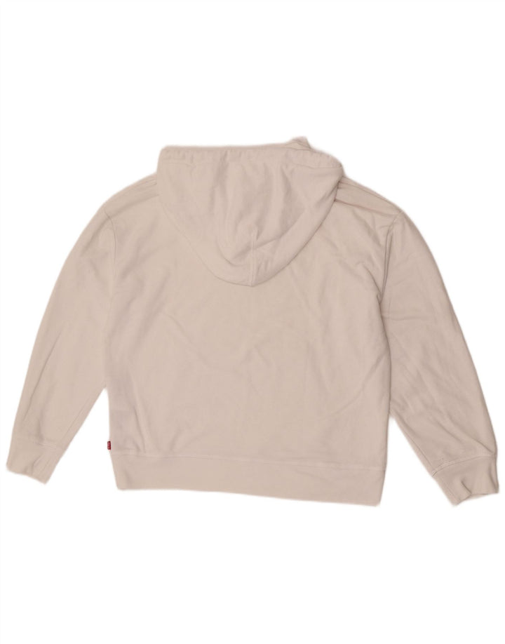 Levi's Pull à Capuche Oversize Femme UK 44 Coton Blanc Moyen