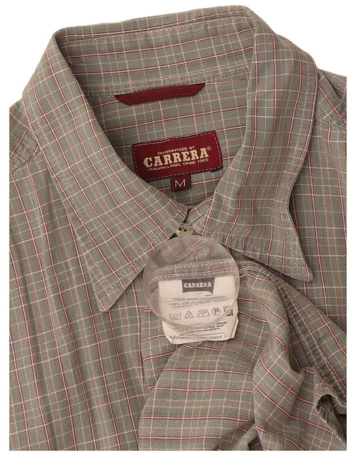 Carrera Chemise à Manches Courtes Homme Gris Moyen Carreaux Coton