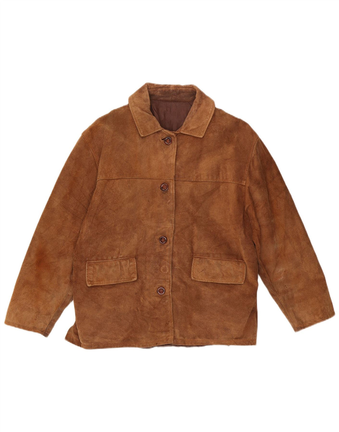 veste en daim femme vintage UK 16 Grand Brun
