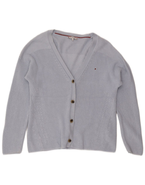Tommy Hilfiger Pull Cardigan Femme UK 14 Bleu Moyen Coton