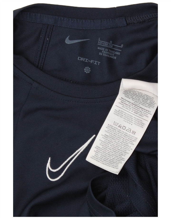 Nike Garçons T-Shirt Top 12-13 ans Large Bleu Marine Rayé Polyester