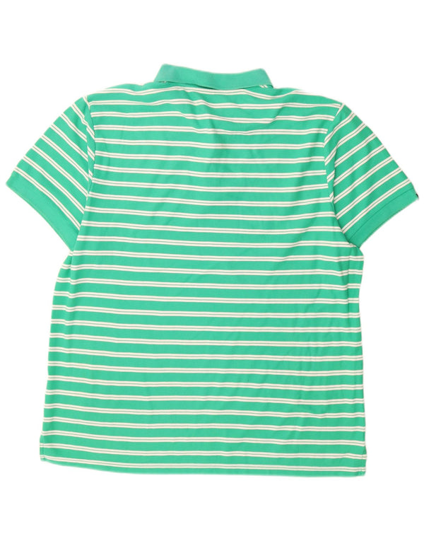 Nike Mens Polo Shirt UK 50/52 2XL Green Striped Cotton