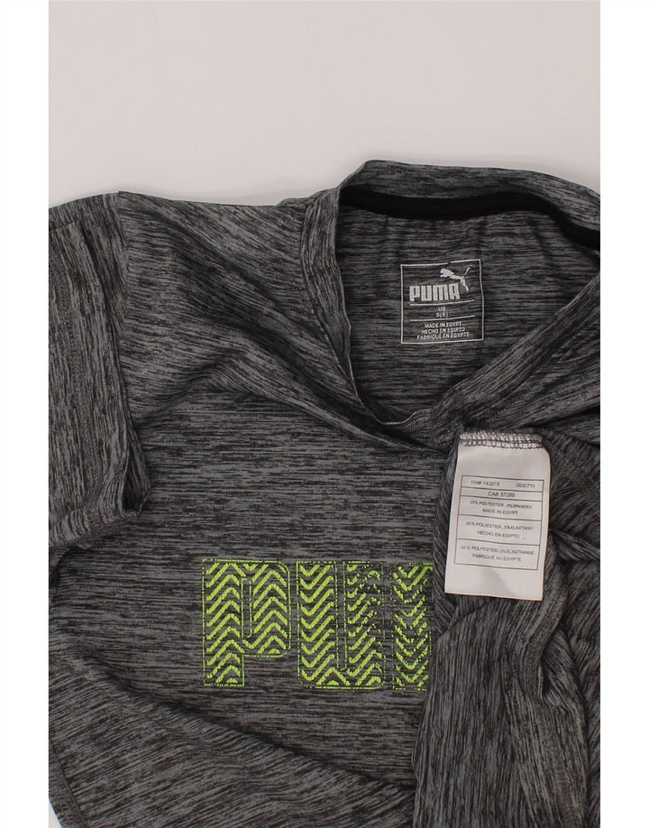 Puma Garçon Graphique T-Shirt Top 7-8 ans Petit Gris Moucheté Polyester