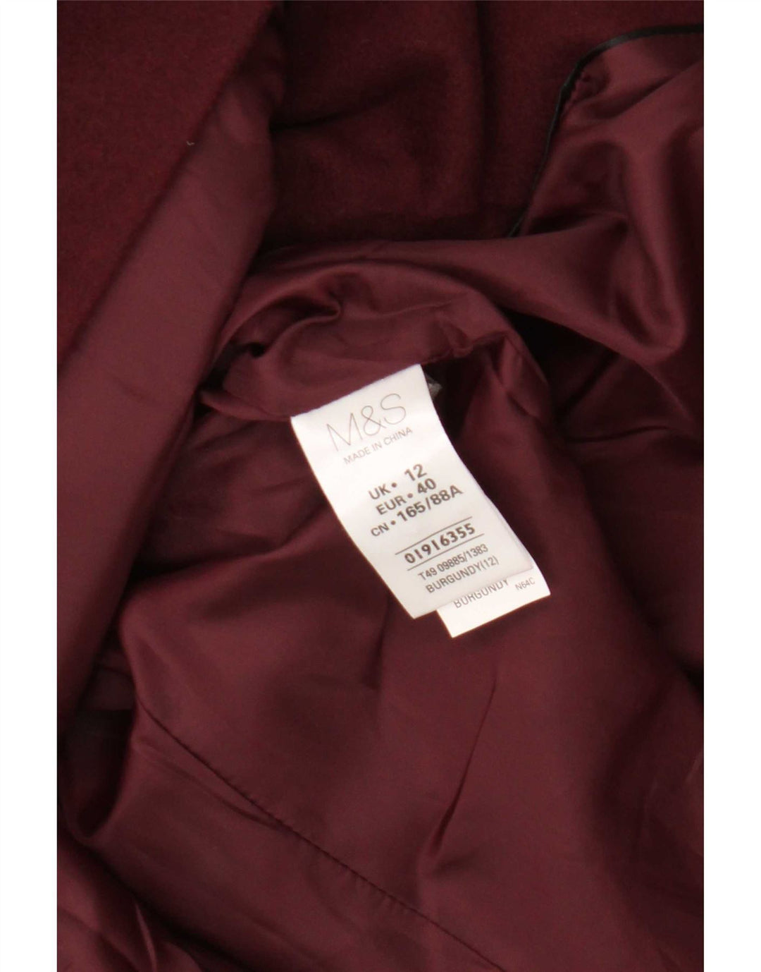 Marks & Spencer Manteau pour femme UK 12 Polyester bordeaux moyen