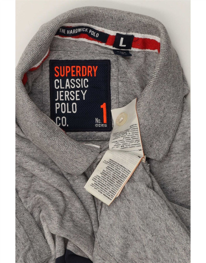 Superdry Polo Homme Large Gris Rayé Coton
