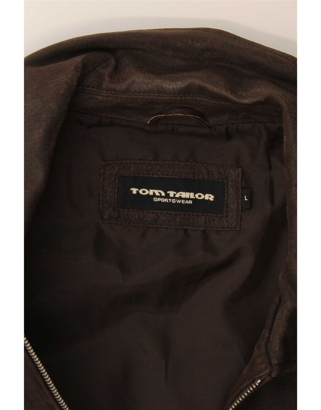 Tom Tailor Veste en cuir pour homme UK 40 Large Marron