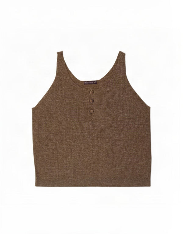 Marks & Spencer Débardeur Femme UK 18 XL Kaki Moucheté Acrylique