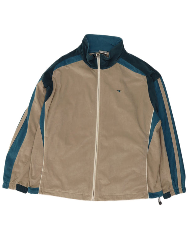 Diadora Veste de survêtement en velours pour homme 3XL Beige Colorblock Polyester