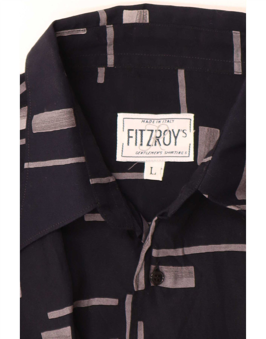 Fitzroy Chemise à manches courtes pour homme Grand bleu marine géométrique