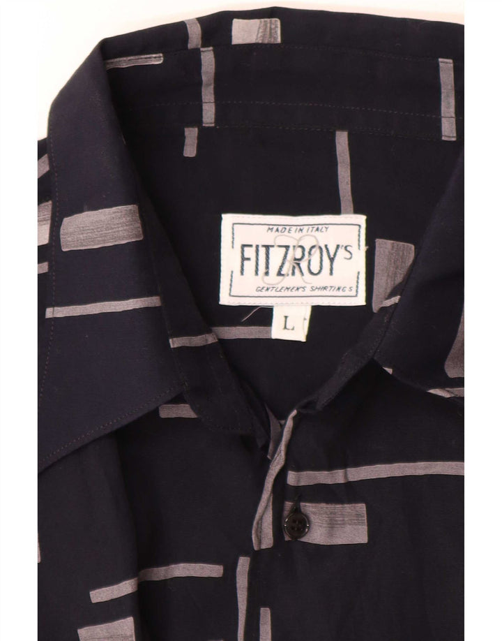Fitzroy Chemise à manches courtes pour homme Grand bleu marine géométrique