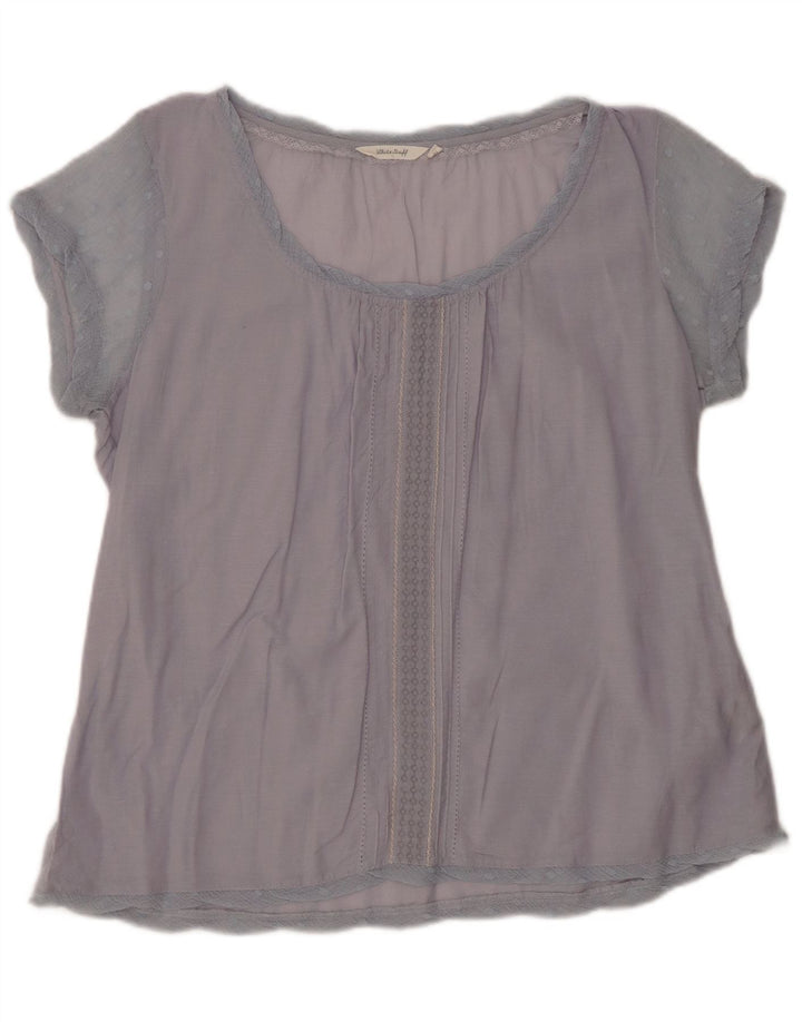 WHITE STUFF Chemisier Top UK 16 Large Bleu Coton Femme